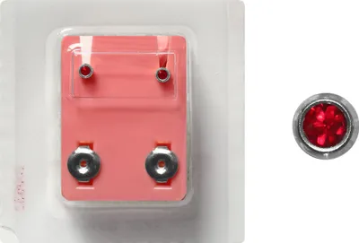 Produktbild von Erstohrstecker Chirurgenstahl Sterile Ohrstecker Zarge mit Stein in rot 3mm