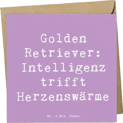 Produktbild von Mr. & Mrs. Panda Grußkarte Spruch Golden Retriever Liebe - Lavendeltraum - Geschenk, Intelligenz, Hunderassen Beschreibung, doppelkarte, Charakter, treuer Begleiter