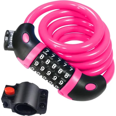 Productafbeelding van Fietsslot, kabelslot, 120 cm, 12 mm, 5-cijferig, roze