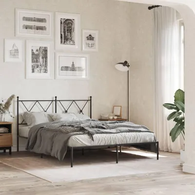 Produktbild von Metallbettgestell für Einzelbett, ohne Matratze, mit Kopfteil, schwarz, 135 x 190 cm