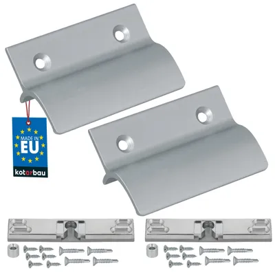 Immagine prodotto di KOTARBAU® 2 Pezzi Maniglia Esterna per Porta del Balcone Chiusura a Scatto Maniglia per Porta Terrazza con Distanziale e Scatto Argento Opaco