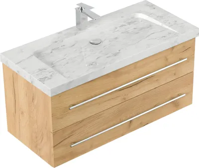 Produktbild von Badmöbel Marmor Carrara White YAMO 100 cm 1 Hahnloch SoftClose in versch. Ausführungen