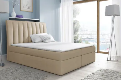 Produktbild von Boxspringbett Schlafzimmerbett MALENA 120x200cm Stoff Beige