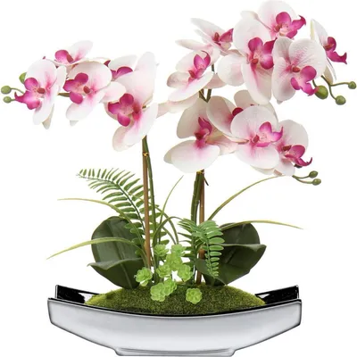 Image de Fleur artificielle Orchidée Phalaenopsis Bonsai rose Pot 38cm