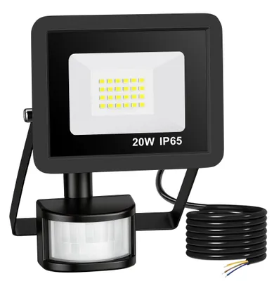 LED-Strahler 20W mit Bewegungssensor, IP65, 6500K, 2000 Lumen, 24 LEDs