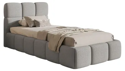 Obrázek produktu pro Selsey Cloudy – čalouněná postel 90 × 200 cm, úložný prostor a rošt, světle šedá ženilka