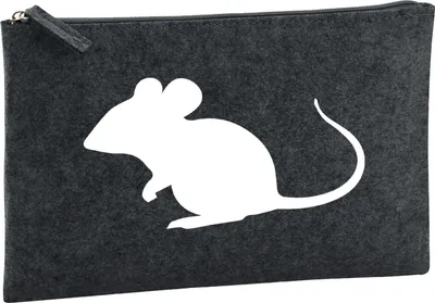 Produktbild von Huuraa Kulturbeutel Maus Silhouette 1 Liter Charcoal Filz Kosmetiktasche Geschenkidee