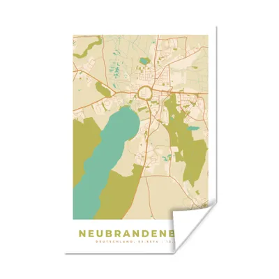 Produktbild von MuchoWow® Poster Karte - Neubrandenburg - Stadtplan - Vintage 120x180 cm - Kunstposter