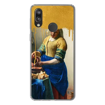 Produktbild von MuchoWow® Handyhülle Schutzhülle Hülle für Huawei P20 Lite (2020) Milchmädchen - Gold - Alte Meister Silikon Softcase Handy Hülle - Kartenhalter