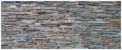 Produktbild von Wallario Premium Glasbild, freischwebende Optik, kräftige Farben, Größe 80 x 32 cm Motiv Natursteinmauer in grau braun