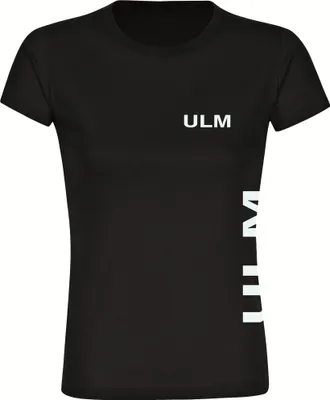 Produktbild von multifanshop Damen T-Shirt - Ulm - Brust & Seite, schwarz, Größe L