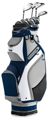 Zdjęcie produktu dla Torba golfowa – torba na wózek – lekka – 14 przegródek – pokrowiec przeciwdeszczowy – do wózka golfowego – poliester – niebieska