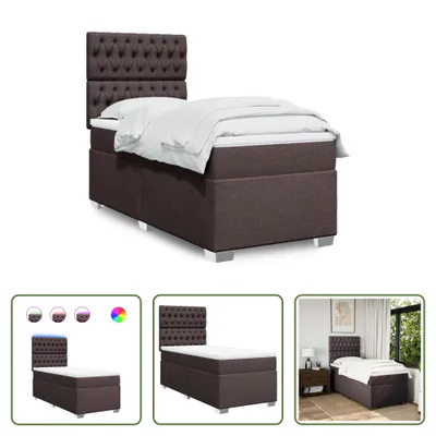 Produktbild von The Living Store Boxspringbett mit Matratze Dunkelbraun 100x200 cm Stoff