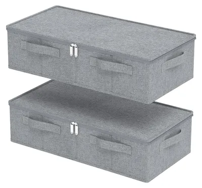 Obrázok produktu pre Omgoods – Úložná nádoba pod posteľ s vekom, 60 x 30 x 15 cm, sivá
