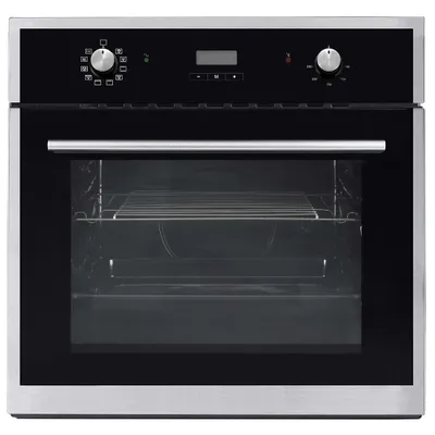 A front view of a built-in oven.