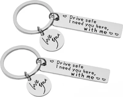 Obrázok produktu pre INF Prívesok na kľúče "Drive safe" z nehrdzavejúcej ocele Silver 2-balenie