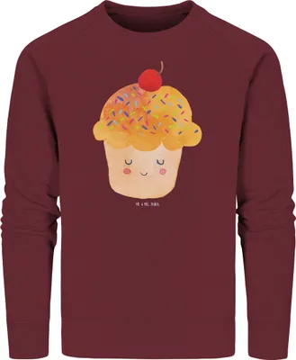 Produktbild von Mr. & Mrs. Panda Baumwoll Sweatshirt Cupcake Größe L - Burgundy - Geschenk, Muffin, Bio Pullover, Wunder, Lustige Sprüche, Sweater, Motivation, Pulli, Küche Deko, Backen