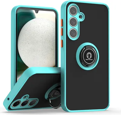 Produktbild von Hülle für Samsung Galaxy A55 Matte Transluzent TPU Stoßfest Schutzhülle mit Ring Halter Ständer Hellblau