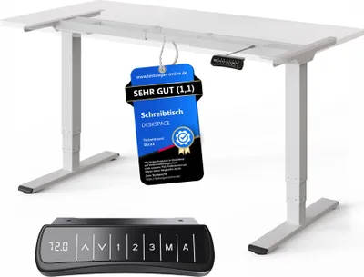 Produktbild von DESKSPACE PRO Plus Höhenverstellbarer Schreibtisch Gestell - Dual-Motor Tischgestell, Elektrisches Tischgestell mit Memory Funktion (Weißes)