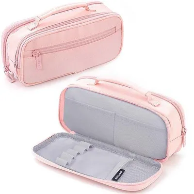 Produktbild von Rosa Etui mit 3 Fächern und Griff