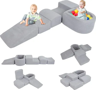 Produktbild von Schaumstoff-Spielset für Kleinkinder mit Bällebad und Sherpa-Bezügen
