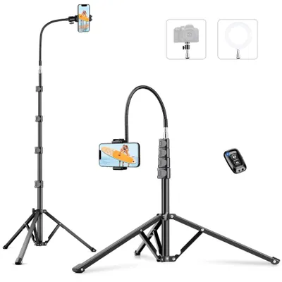 Produktbild von Solidchoice Stativ, 224 cm - Stativ mit Schwanenhals für Smartphones - Flexibles Aluminium - Kugelgelenk, 360° drehbar - Geeignet für Videoaufnahmen - Für YouTube und Live-Streaming