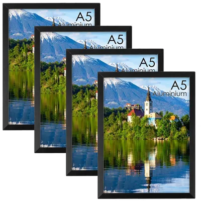 4er-Set Alu-Fotorahmen 15x20 cm, schwarz, mit Plexiglas