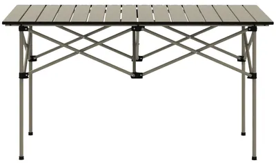 Immagine prodotto di Tavolo da campeggio tavolo pieghevole con piano avvolgibile Tavolo da giardino con telaio a X in alluminio leggero Tavolino per 2 persone Tavolo pieghevole per giardino balcone campeggio 95 x 55 cm kaki |