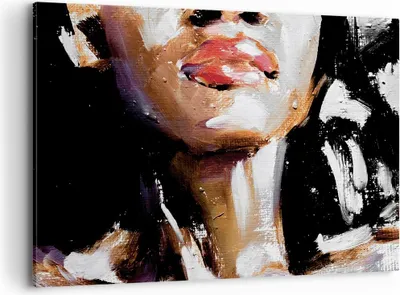 Produktbild von Bild auf Leinwand - Leinwandbild - Einteilig - Öl Mund Frau - 120x80cm - Wand Bild - Wanddeko - Wandbilder - Leinwanddruck - Bilder - Wanddekoration - Leinwand bilder - Wandbild - AA120x80-4724