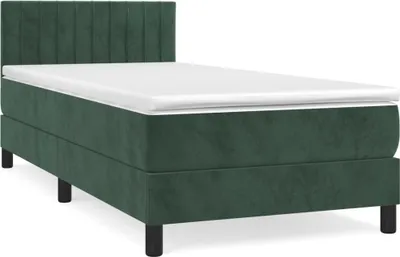Produktbild von vidaXL Boxspringbett mit Matratze Dunkelgrün 100x200 cm Samt