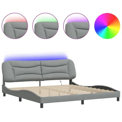 Zdjęcie produktu dla Rama Łóżka Z Led Bez Materaca Hvar Jasnoszary 200X200Cm Lumarko!