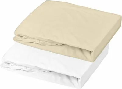 Zdjęcie produktu dla Domiva Zestaw 2 prześcieradeł - 60 x 120 cm - Jersey - Biały/żwirowy