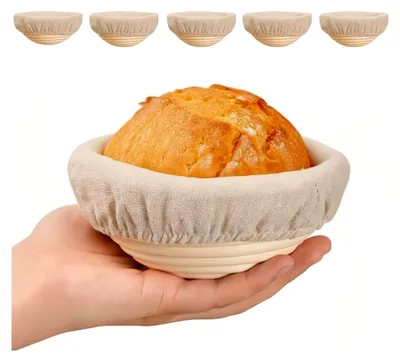 Produktbild von 6 runde Brot-Gärkörbe für Sauerteig, Teig-Gärschüsseln, Backschüsseln für aufgegangenen Teig, Geschenke für Handwerk