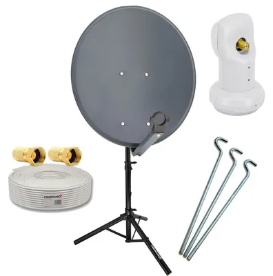Produktbild von PremiumX Camping SAT Anlage 60cm Antenne Single LNB 10m Kabel Stativ