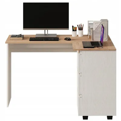 Produktbild von Eckschreibtisch mit Computerablage, Regalen und 3 Schubladen,  120 cm
