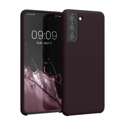 Produktbild von kwmobile Hülle kompatibel mit Samsung Galaxy S21 Hülle - Silikon Handy Case - Handyhülle weiche Oberfläche - kabelloses Laden - Brombeere