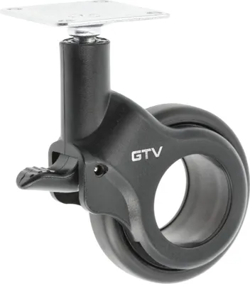 Produktbild von GTV - Möbelrollen STRADA | Lenkrollen | Rollen für Möbel | mit Bremse | Durchmesser 60 mm | aus Kunststoff und Stahl | Schwarz
