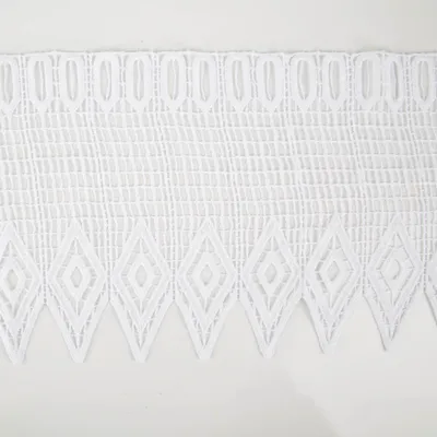 Produktbild von Scheibengardinen Meterware Makramee Häkelspitze nähfrei weiß 25cm hoch