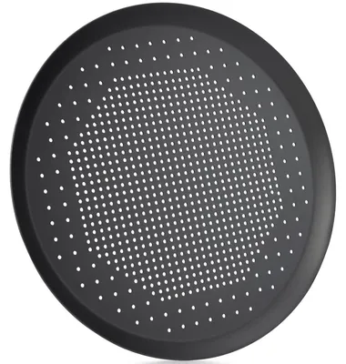Immagine prodotto di Teglia per pizza forata, realizzata in lega di alluminio, diametro 29,1 cm, colore nero