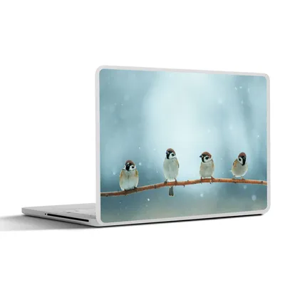 Produktbild von MuchoWow® Laptop Aufkleber Sticker Cover Vögel - Spatz - Schnee - Winter 36.5x27.5 cm - Laptop-Sticker
