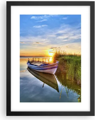 Produktbild von Gerahmtes Poster - Schwarzer Rahmen - See Boot Wasser - 30x40 cm - Wand Bild - Wanddeko - Wandbilder - Kunstposter - Wandposter - Bilderrahmen - Bilder - Kunstdruck - Wandbild - P2BPA30x40-3950