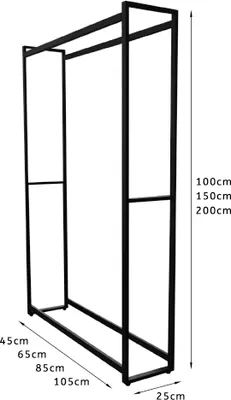 Obrázek produktu pro Montixx volně stojící regál na krbové dřevo, H100 x B45 x T25 cm, kovový, černě práškově lakovaný