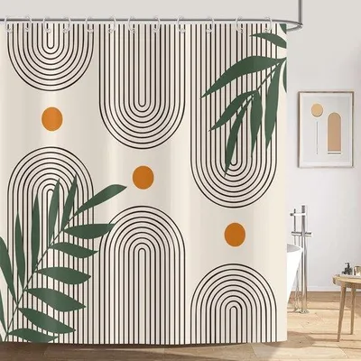 Obrázek produktu pro Voděodolná sprchová záclona Unyqoos® s abstraktním boho vzorem a 12 háčky