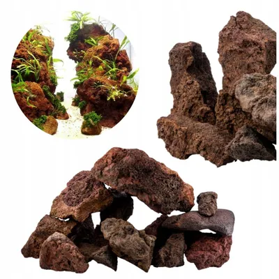 Zdjęcie produktu dla Kamienie dekoracyjne do akwarium – brązowa lawa wulkaniczna, 24 kg