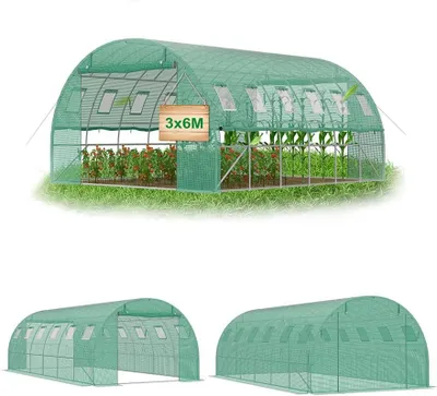 Immagine prodotto di QEENTOE: Serra tunnel, serra a film, serra per pomodori, tunnel con struttura in acciaio zincato, resistente alle intemperie invernali, serra da giardino, dimensioni 300x600x200 cm