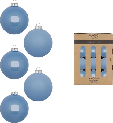 Weihnachtskugeln Glas 3cm 24 Stück - Airy Blue