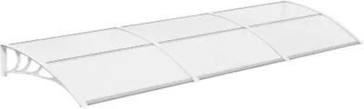 Immagine prodotto di Protezione antipioggia per porte e finestre - Tettuccio in policarbonato per porte e finestre - Telaio in alluminio, resistente ai raggi UV - 270 x 98,5 cm - Bianco