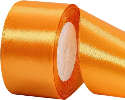 Productafbeelding van 22m oranje lint satijn 50mm breed - Oranje lint stof gift kerst wrapping