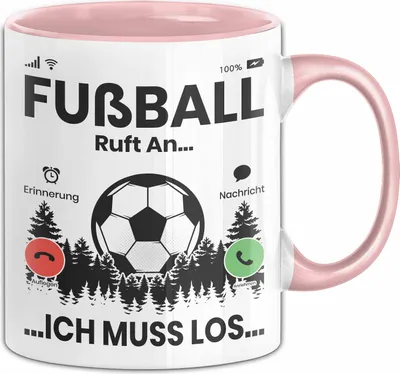 Produktbild von Fussballer Tasse Geschenk Fussballspieler Geschenkidee Fußball Ruft An Kaffee-Becher (Rosa)