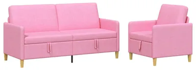 Produktbild von vidaXL Sofa Set mit Stauraum 2 stk. Rosa Polyester